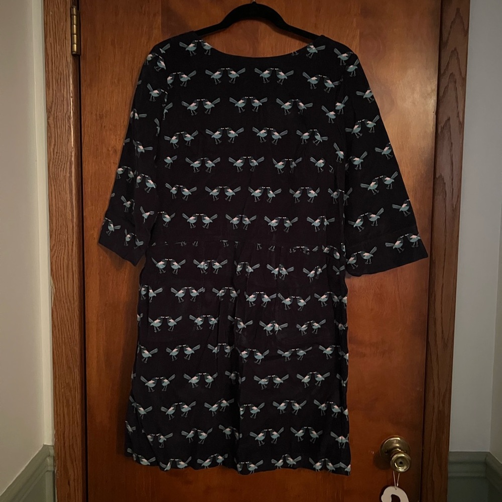 Boden Navy Dress with Bird Print